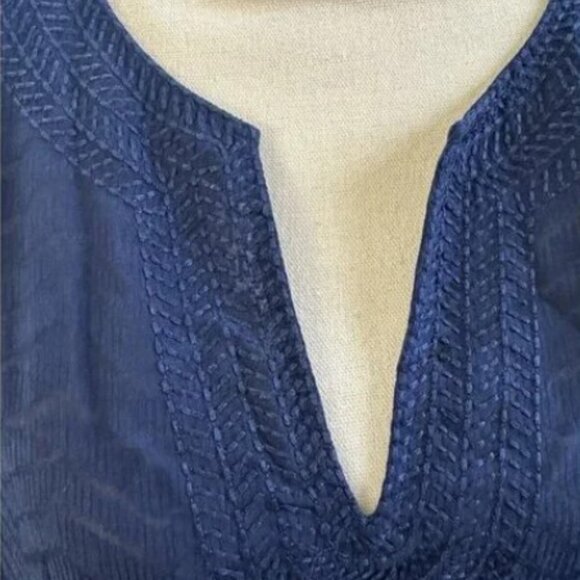 Vineyard Vines Tunic Cover Up Womens Navy Blue Linear Whale Tail Burnout Medium - Picture 9 of 9